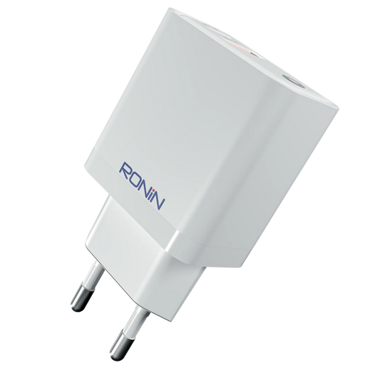 Ronin Xpress R-6050 Fast Charger – Dual Port QC 18W + PD 20W USB-C Wall Adapter