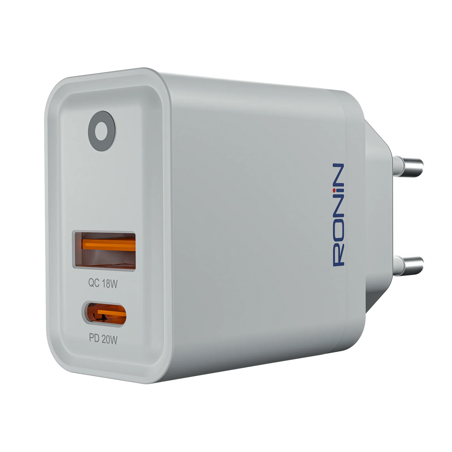 Ronin Xpress R-6050 Fast Charger – Dual Port QC 18W + PD 20W USB-C Wall Adapter