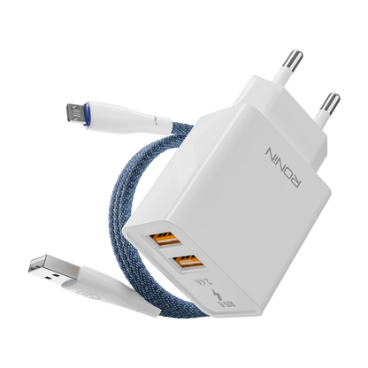 Encore Charger  2.4 Ampere charger with Cable | 2.4 Ampere USB Ports