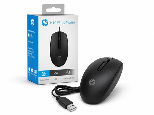 HP M10 Wired USB Mouse – Optical Sensor, Ergonomic Design