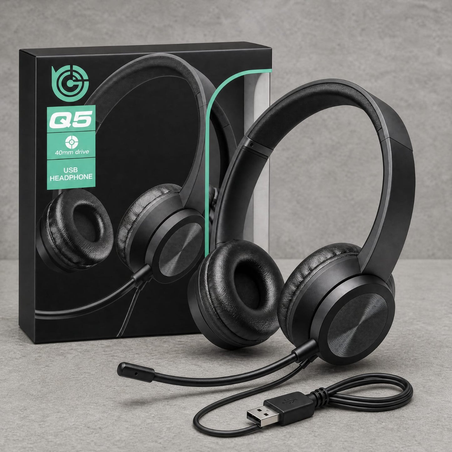 Q5 USB headphone with noise-reducing microphone