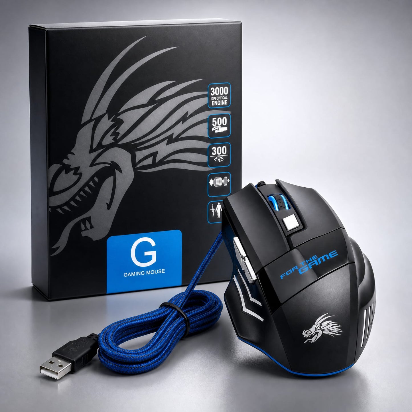 Premium USB wired gaming mouse with ergonomic design