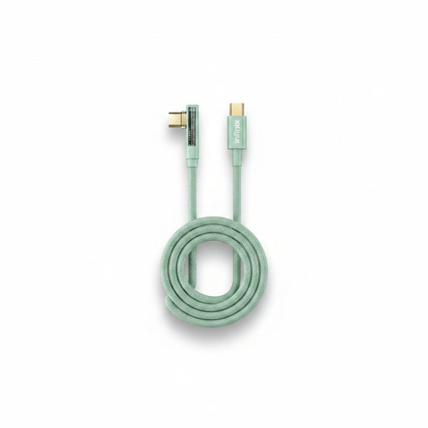 Infinix XDC105 60W Elbow Cable — Type-C to Type-C, braided, fast charging with comfortable elbow design.