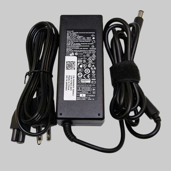 Dell 90W Charger — 19.5V 4.62A, big pin round connector, fully certified & reliable. Genuine-style replacement.